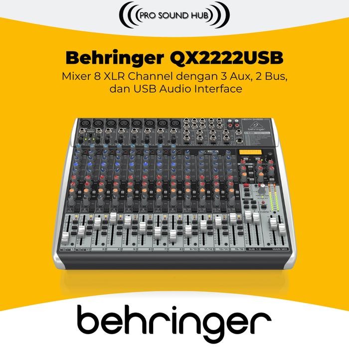 Behringer Qx2222Usb Mixer 12 Input 8 Channel Mic Dengan Usb Audio Interface Soundcard Aux Out Group