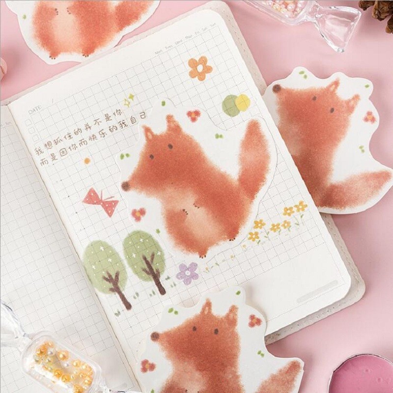 

1pack CAT Memo Pad Poetry Pastoral Cute animals Self Adhesive Decoration Stickerwriting materials