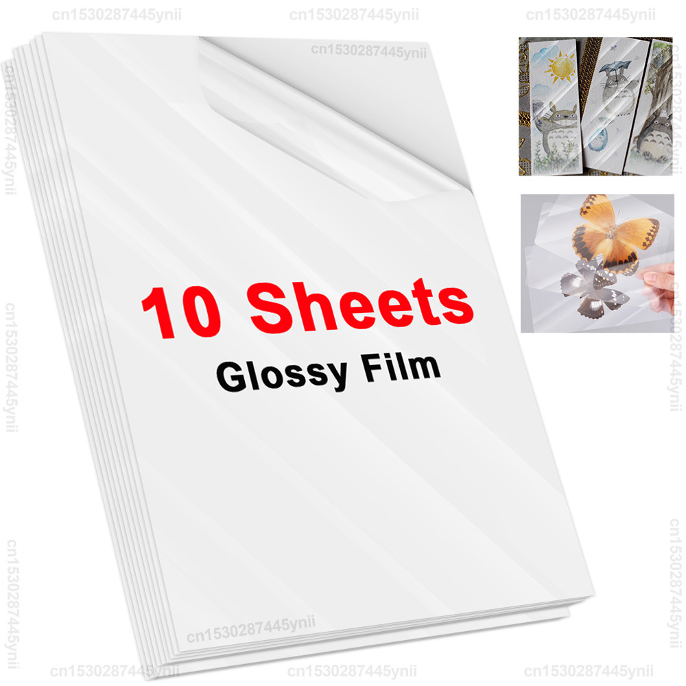 

10 Sheets Holographic Transparent Cold Laminating Film A4 Self-adhesive Stars Dots DIY Package Color