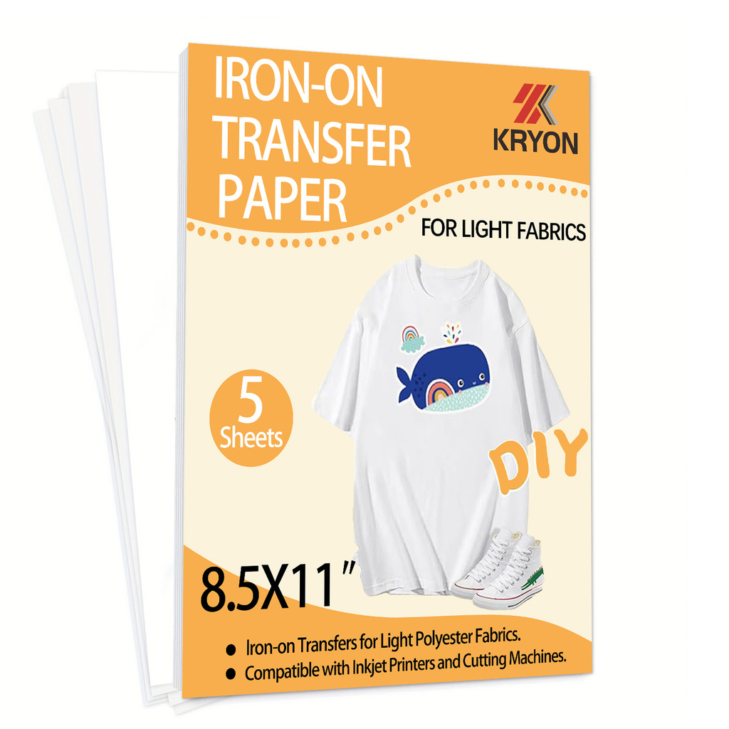 

5 Sheets 8.5X11 Inch Iron on Heat Transfer Paper for Light Fabric T Shirt Transfers Paper for Inkjet