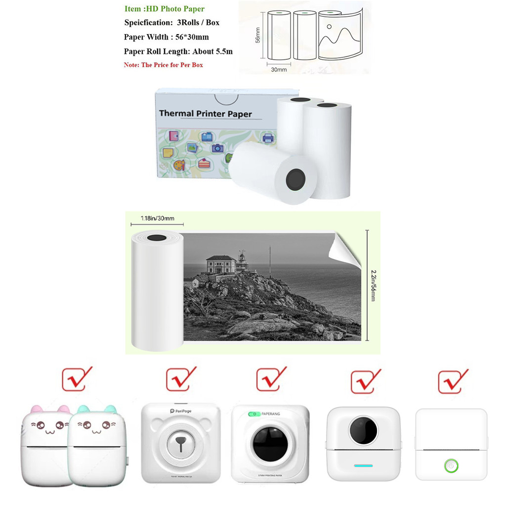 

Mini Printer Thermal Papers Grayscale Photo Thermal Paper For Memoking M02/T02/M04AS/M04S Mini
