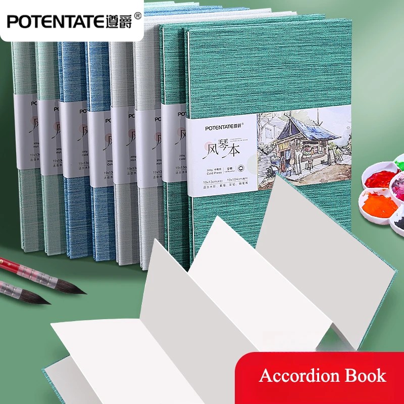 

Accordion Book Watercolor Book Handbook Cotton Pulp Fine Grain 300g Medium Coarse Texture Portable