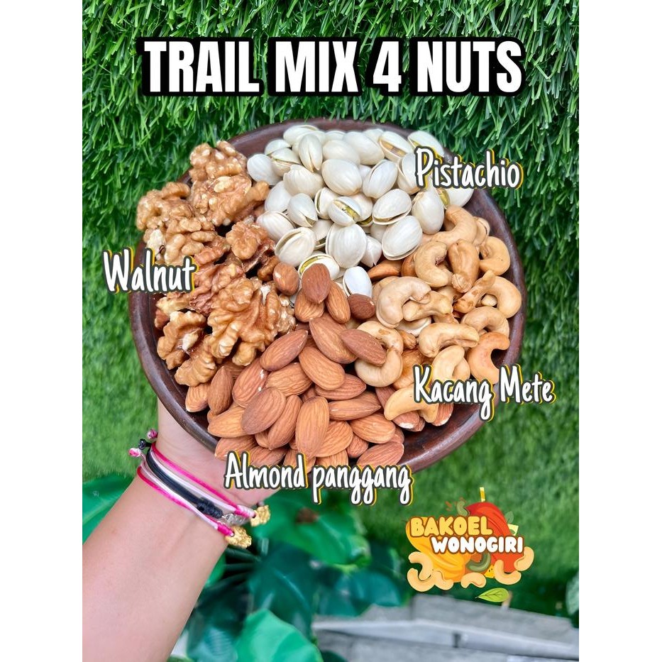 

Trail Mix 4 Nuts Kacang Mete Almond panggang Walnut Pistachio