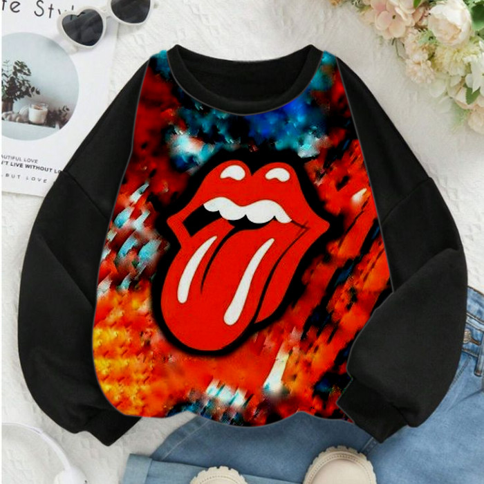 Jaket Sweater Rolling StonesFilm Animasi Kartun Super Hero S5 Crewneck Sablon Yang menyatu dengan ka