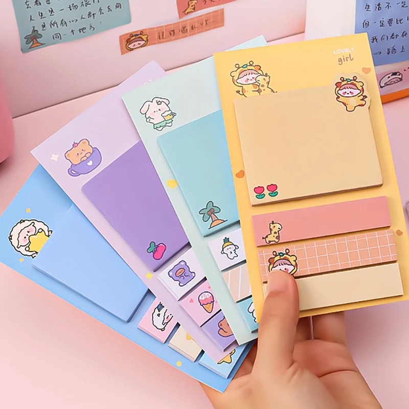 

80 Sheets Ins Cartoon Bear Sticky Notes Memo Pad Self-Stick Note Diary Stationary Scrapbook Students