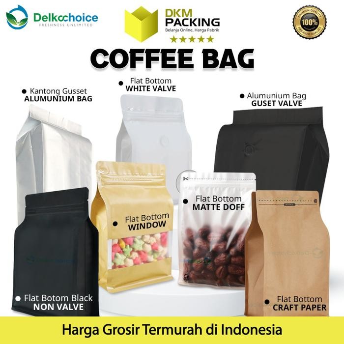 Kemasan Kopi Alumunium Foil Gusset Coffee Pouch Bag Delkochoice Kode 389