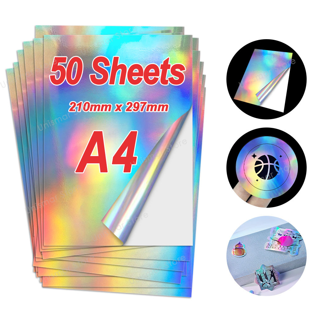 

10/50 Sheets Holographic Printable Vinyl Sticker Paper Matte/Glossy/Transparent/Silver/Gold Adhesive