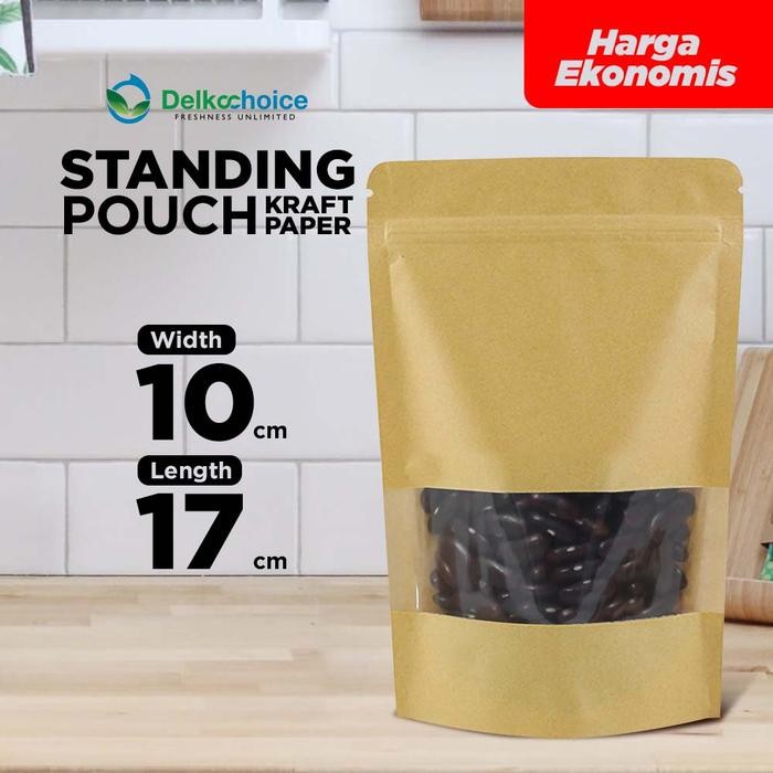 standing pouch kraft paper ziplock window Ekonomis Kode 651