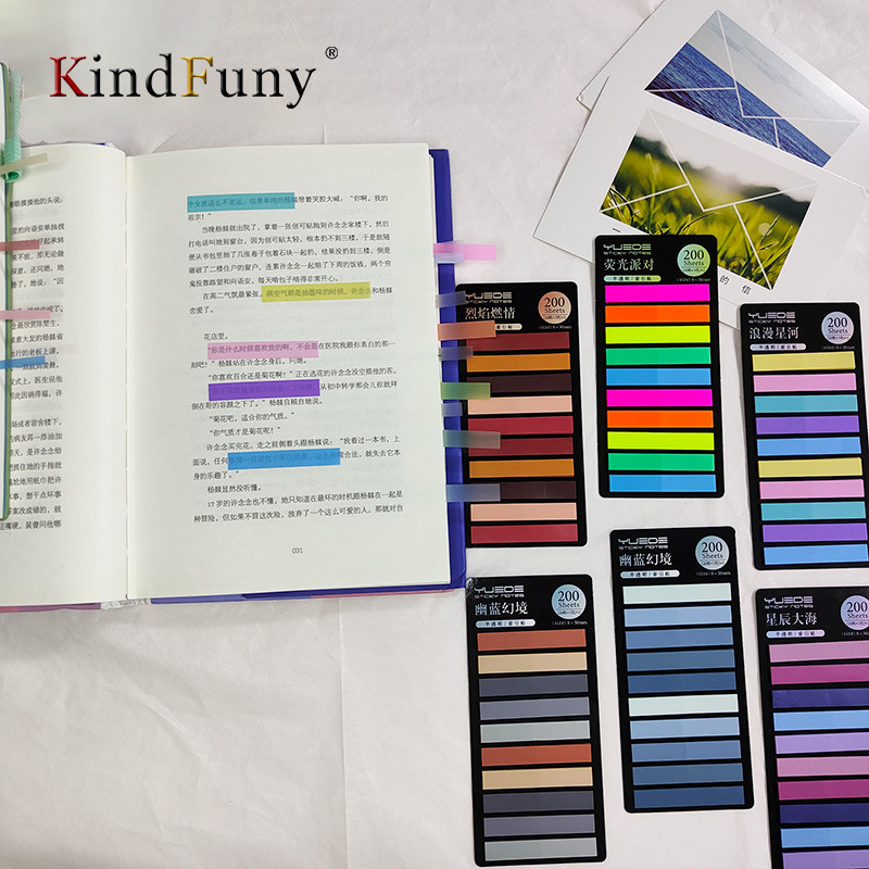

KindFuny 200 Sheets Color Stickers Transparent Flags Sticky Note Posted It Page Bookmark School
