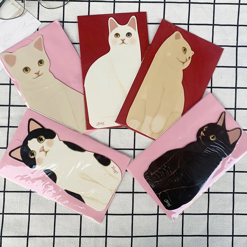

High Quality!1PC Cute Cat Folding Greeting Card Birthday Christmas Cards Envelope Writing Paper