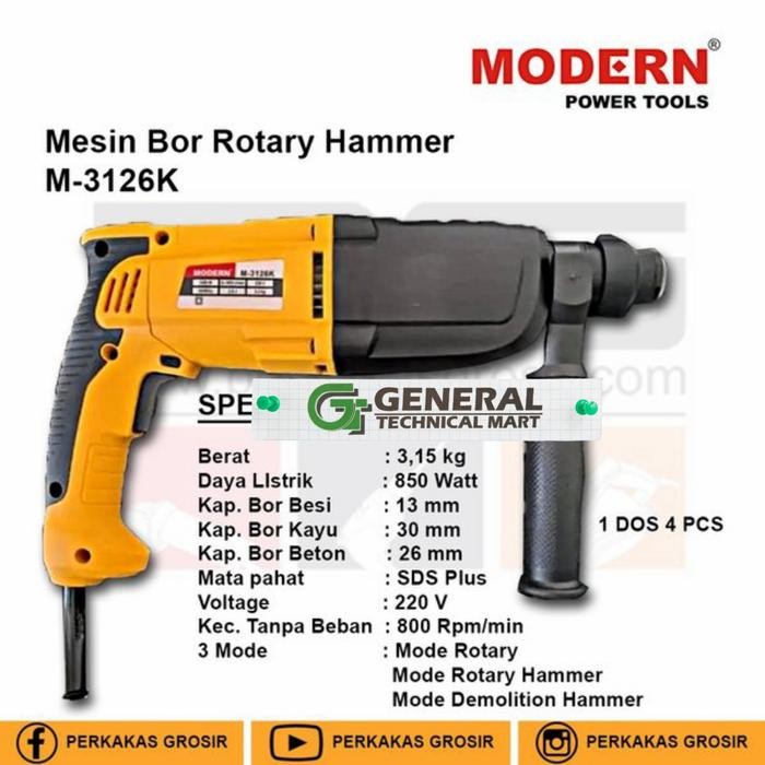 Terlaris Mesin Bor Beton Bobok Sds Plus Modern M-3126K M3126K