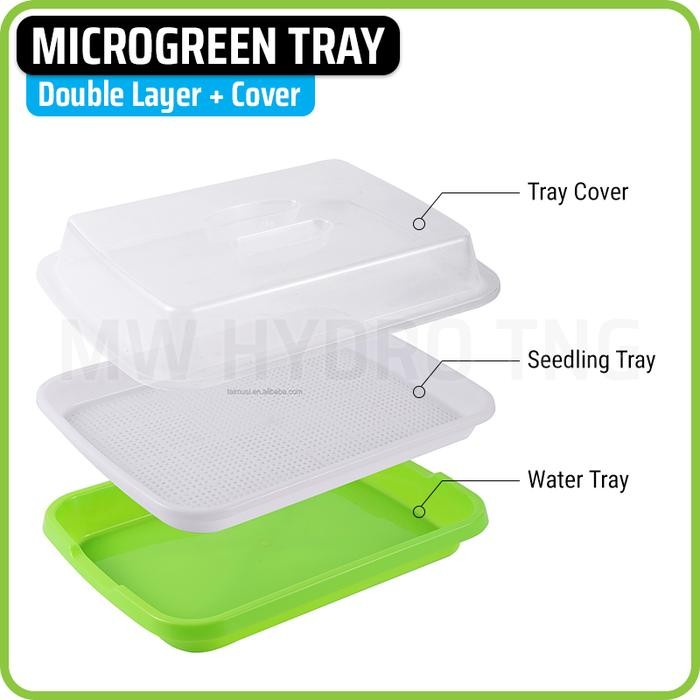 Premium Microgreen Sprouting Tray with Cover - Tray Semai Microgreen dengan Tutup