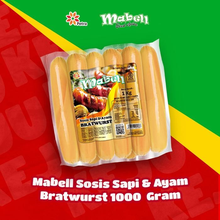 

New MABELL SOSIS SAPI AYAM BRATWURST 1 KG SOSIS BAKAR JUMBO