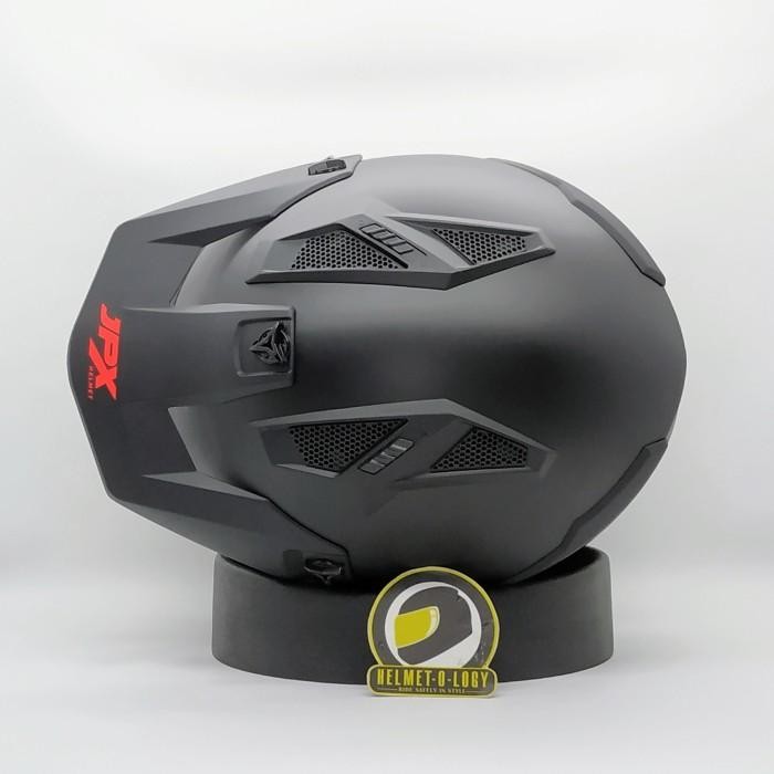 (Allthebest) Helm JPX MX726R Crossover Hitam Doff Merah MX 726 R Modular