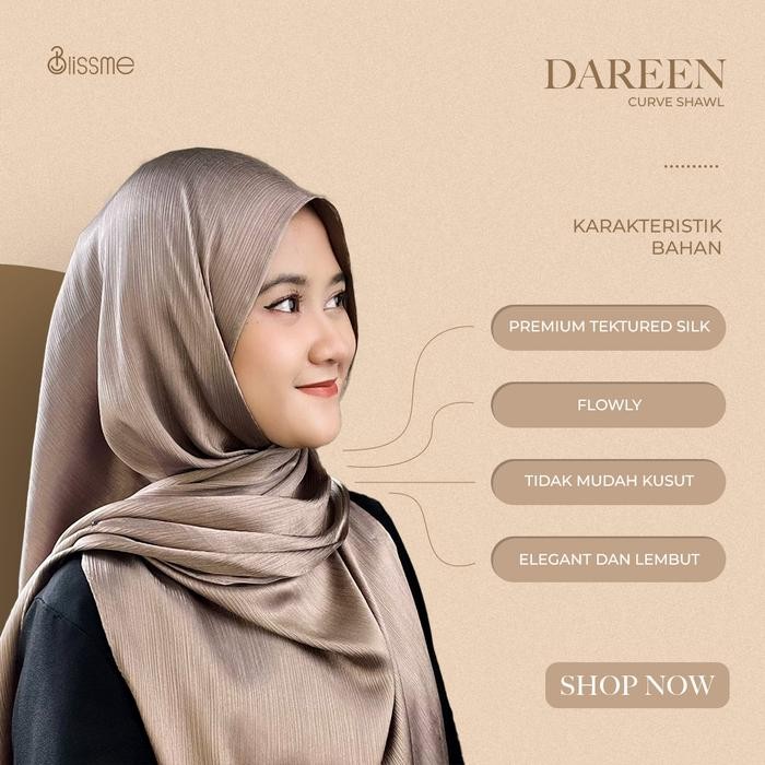 (Allthebest) Blissme - Dareen Curve Shawl Pashmina silk oval Pashmina oval ala malaysia Pashmina