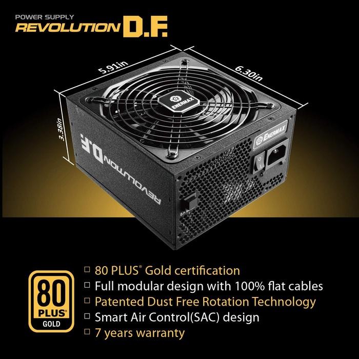 (Allthebest) Enermax Revolution DF 80+ GOLD 750W - ERF750EWT / PSU 750W