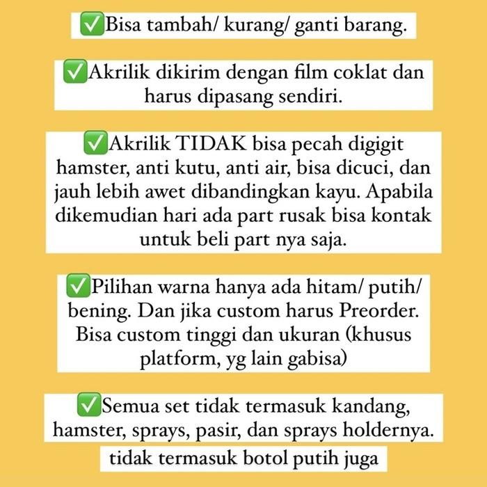 Set Kandang Hamster Kandang Akrilik Hamster Acrylic Hamster Cage Aksesoris Dekorasi Kandang Mainan