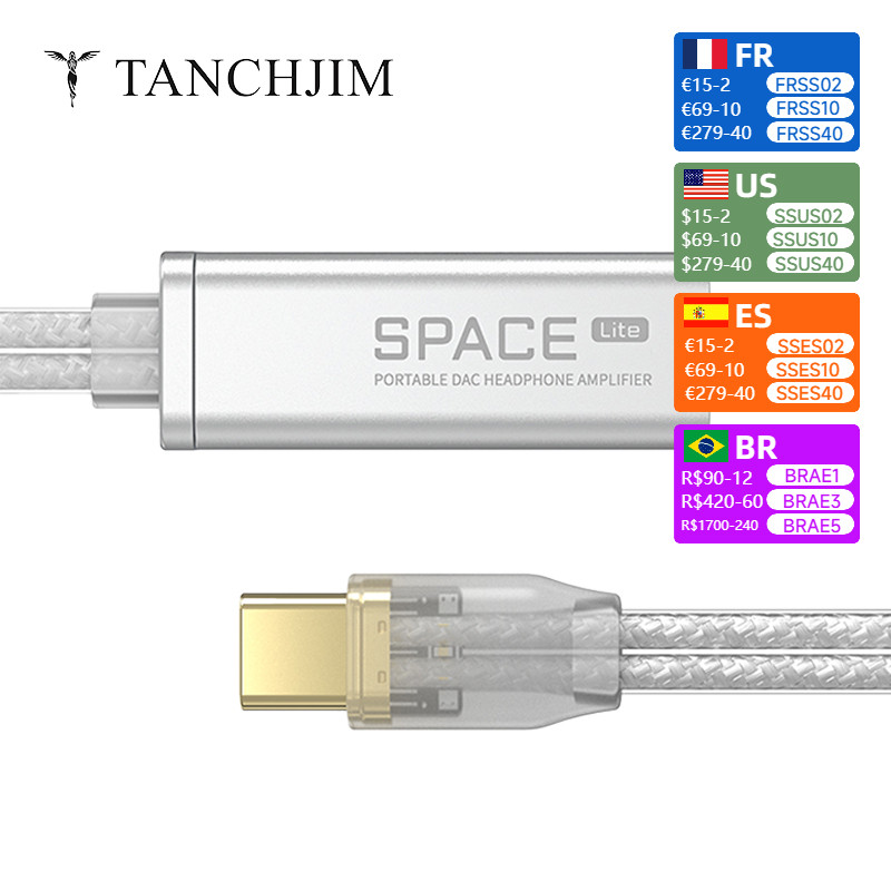TANCHJIM Space Lite Portable Hifi USB DAC AMP Audio Dongle CS43131 Type-C To 3.5mm Plug Earphones