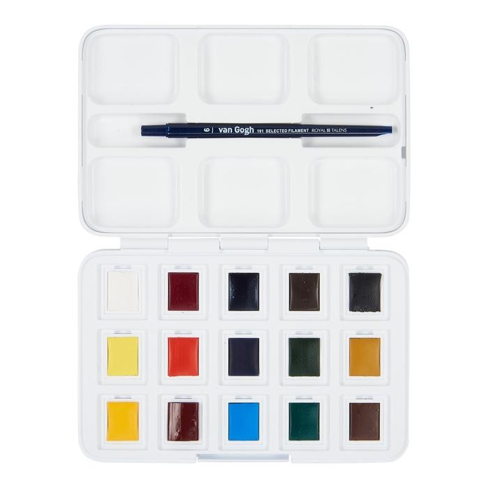 

VAN GOGH Van Gogh Watercolour pocket box basic colours 12 half pans + 3 colours for free