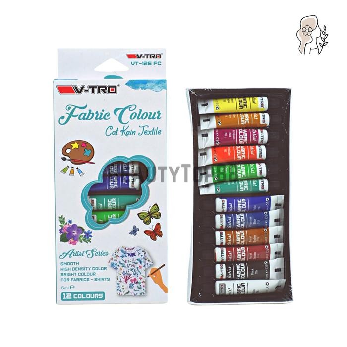 

Cat Kain Textile V-tro 12 Warna / Fabric Colour Painting Set Vtro