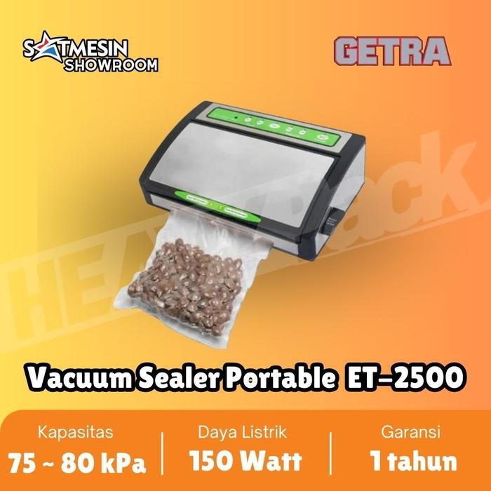 Vacuum Sealer Semi Otomatis Getra ET-2500 Vakum Sealer Portable ET2500 Kode 432
