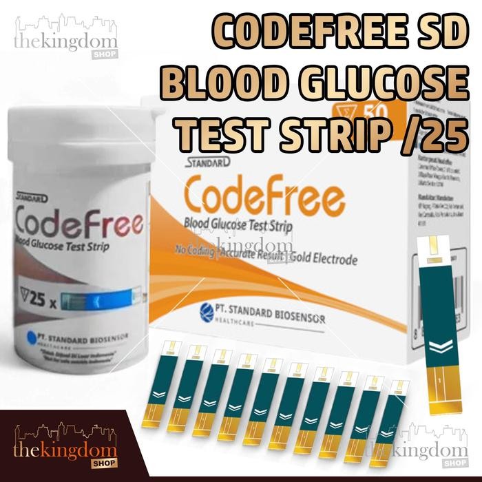Codefree SD Blood Glucose Test Strip /25 Refil Gula Darah Refill Glukosa Code Free Biosensor