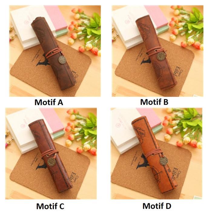 

Kotak Pensil Gulung Edisi Peta Harta Karun Bahan Kanvas Kulit Sk0082