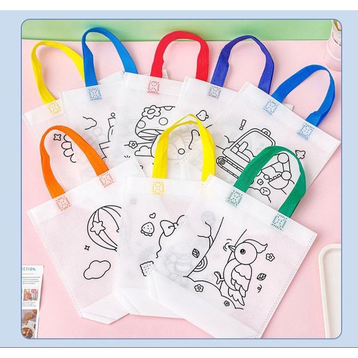 

DIY TAS MEWARNAI EDUKASI ANAK 1SET/ 12 CAT WARNA + 2PCS KUAS