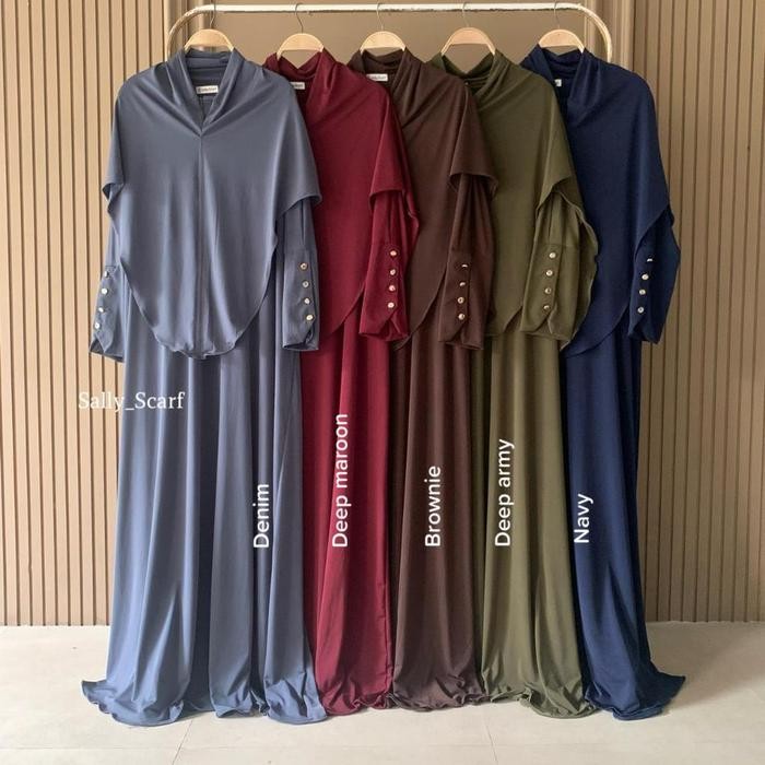 (Allthebest) Sally_scarf - Yura abaya set Basic,gamis plain umrah daily jersey korea Muslim Wanita
