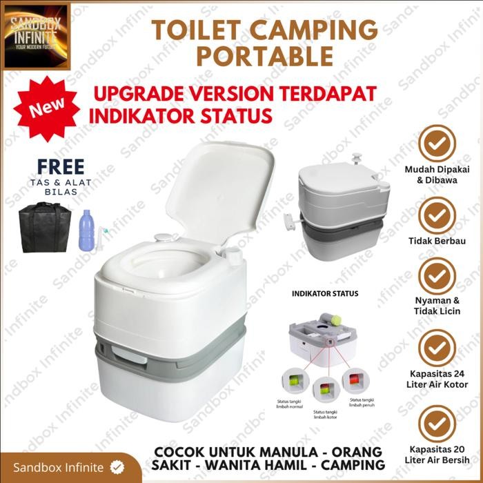 Toilet Camping Portable 24L Flush Water Closet Travel I Toilet Portable 24L Untuk Orang Tua