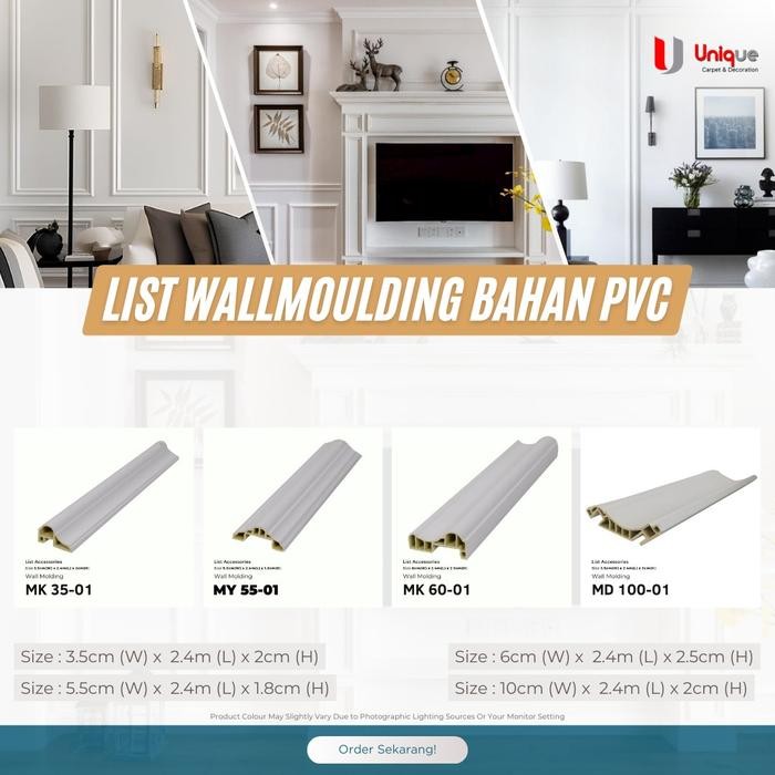List Wallmoulding Bahan PVC / Dekorasi Dinding 3D / List Plafon