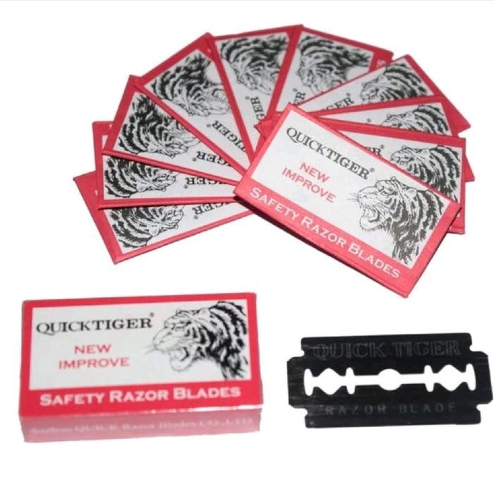Silet Quick Tiger 1 Kotak isi 10 PCS Silet / Silet Quick Tiger Original / Silet Cukur Kumis
