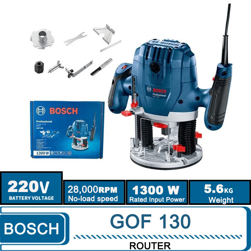 Bosch GOF130 1300W Electric Trimming Machine 28000rpm Woodworking Milling Engraving Hand Wood Edge