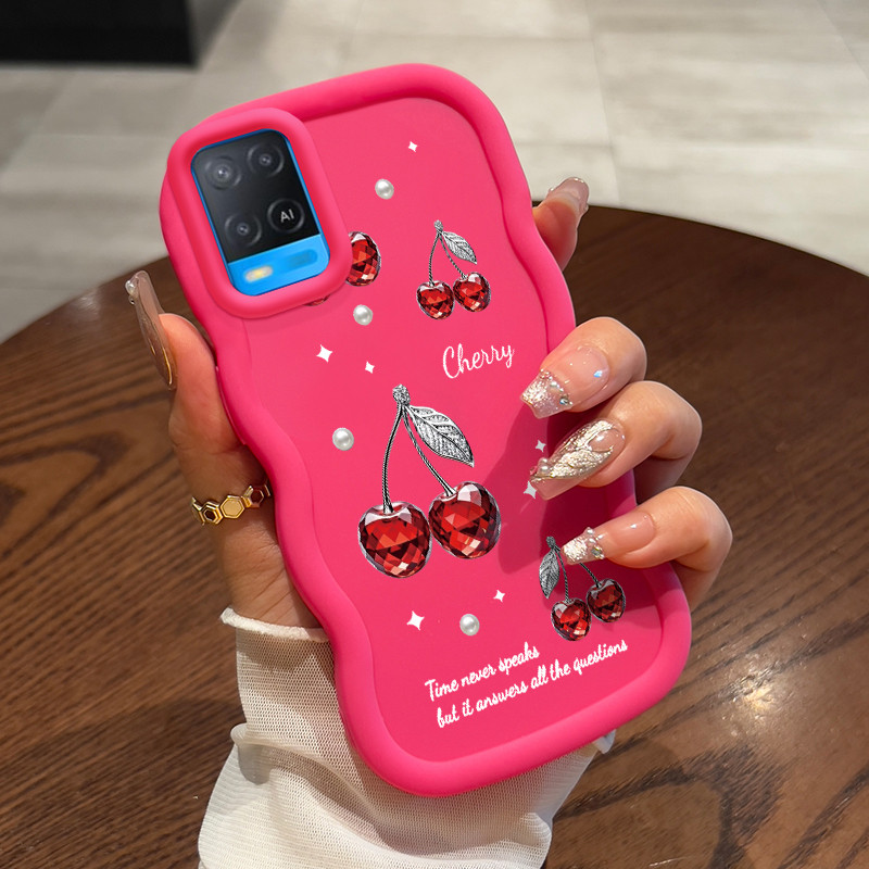 Casing Untuk OPPO A54 Case casing ponsel cesing pelindung silikon Softcase HP Kesing ceri kuning dan