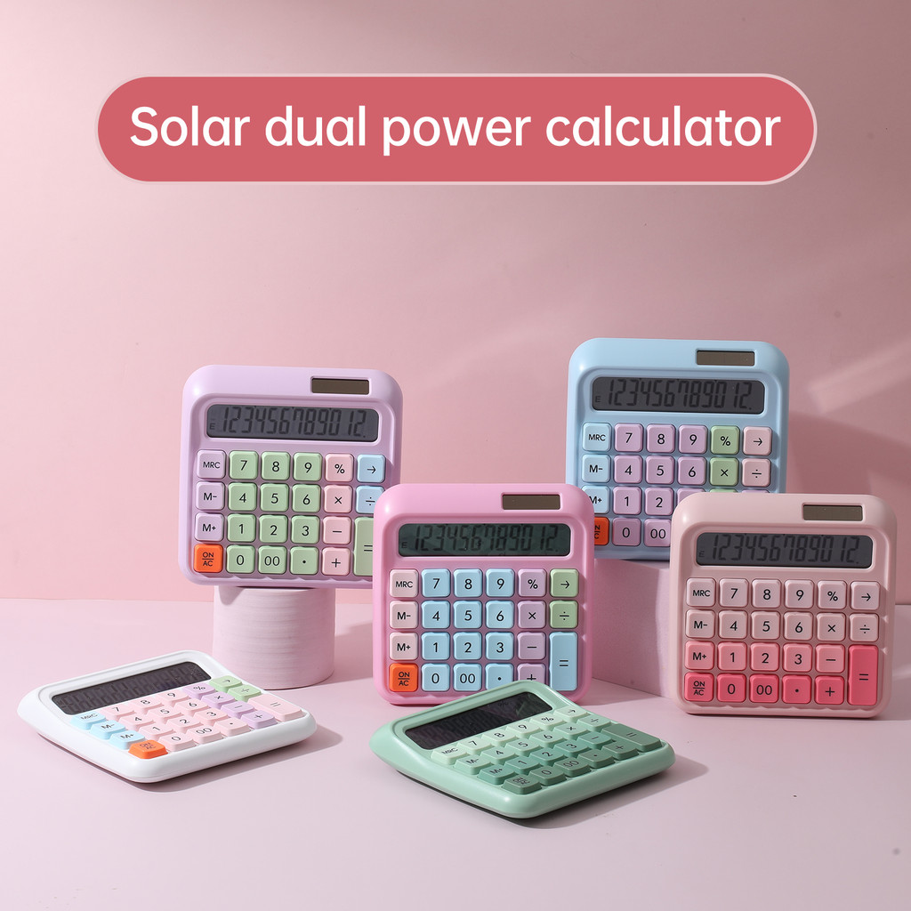 

Desktop Calculator 12 Digit Large and LCD Display Big Button Calculators Solar Power and Battery