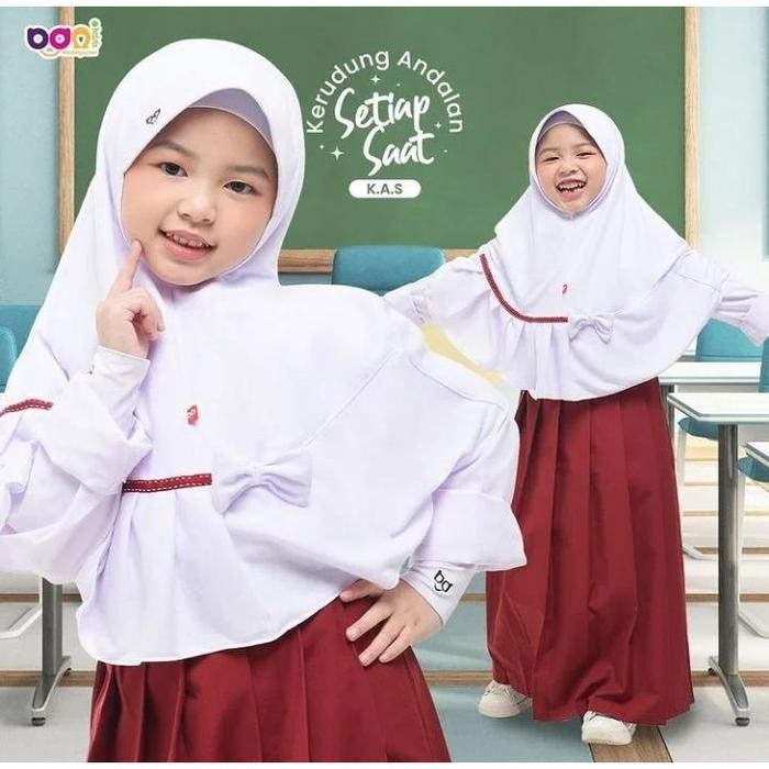 (Allthebest) JILBAB KERUDUNG ANAK SEKOLAH SD 5-8Y BANI BATUTA RABBANI ORI. KADO