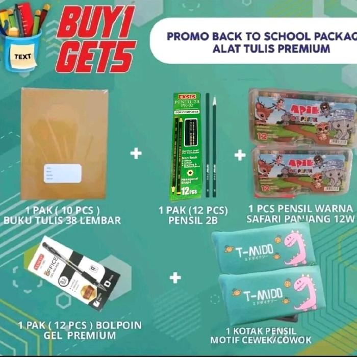 

ORIGINAL Promo Beli 1 dapat 5 paket alat Tulis Perlengkapan anak Sekolah SD/SMP Stationery READY