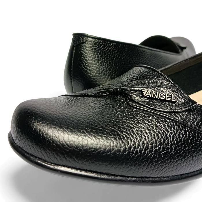 Sepatu Wanita Pantopel Flat Balerina Kulit Sapi Motif Leaf Series Seven Angel Shoes