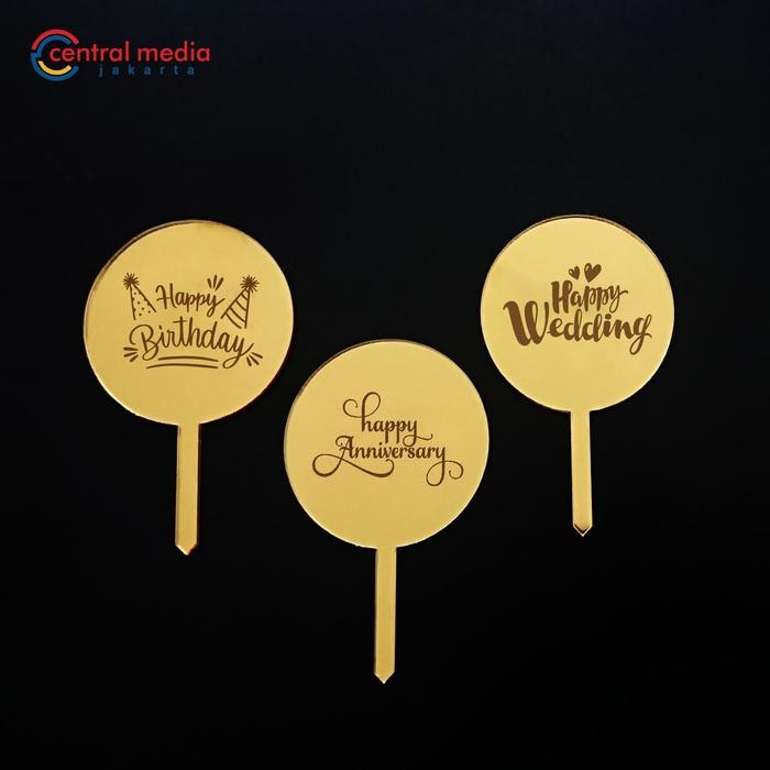 Cake Topper Mini Acrylic Custom Akrilik Birthday Anniversary Wedding