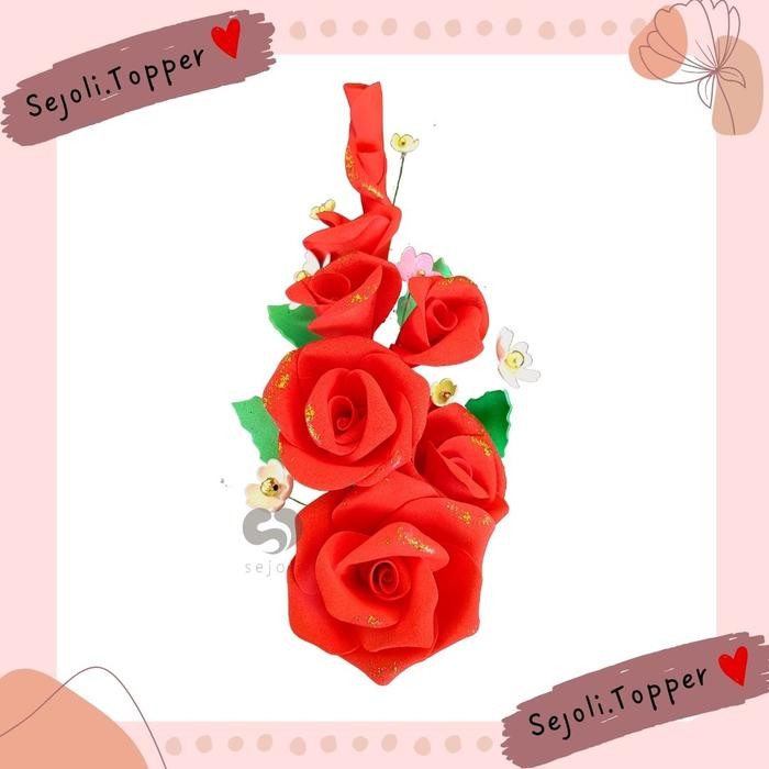 Hiasan Kue / Topper Kue / Spons Bunga Mawar Besar