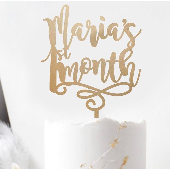 Custom Cake Topper Akrilik One Month Topper Topper Kue 1 Bulanan