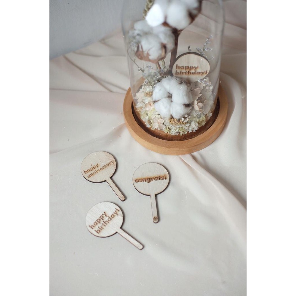 Custom Topper kayu ( untuk glass dome)