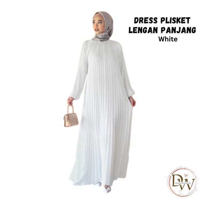 (Allthebest) Gamis Plisket Payung Syari Lengan Panjang Terbaru - Inner Dress Plisket Maxy - Pleats