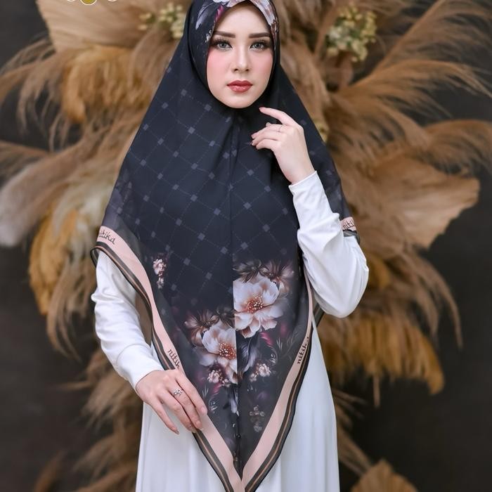 (Allthebest) Hijab Khimar Printing V16 Nitika - Khimar Printing Nitika 2 Layer - BabyDoll, Ceruty,