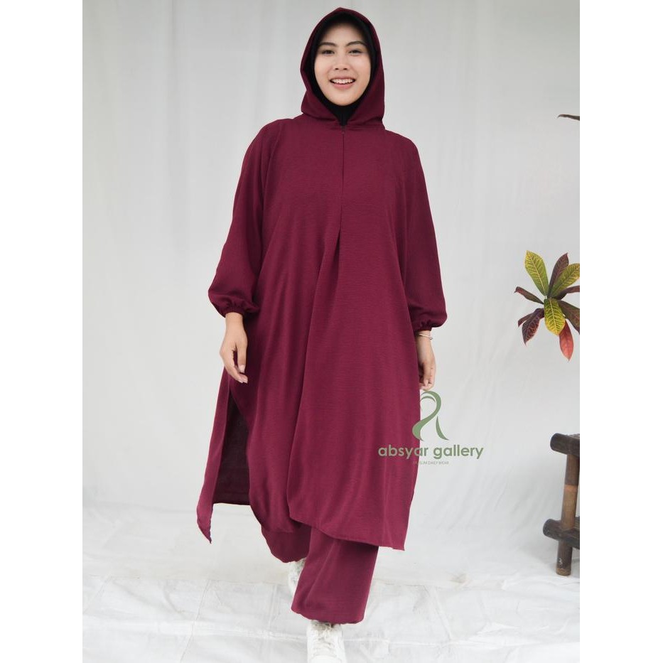 (Allthebest) ALEYYAH ONE SET HOODIE SPORTY HIJAB SETELAN ABAYA WANITA MUSLIMAH DEWASA TERBARU BAHAN