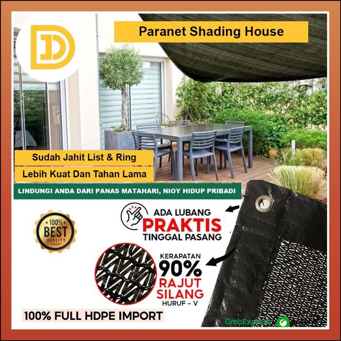 Paranet 95 Persen Anti Panas Hujan Anti UV Jaring Paranet Nylon 95 Jahit List Ring Terpal Jaring