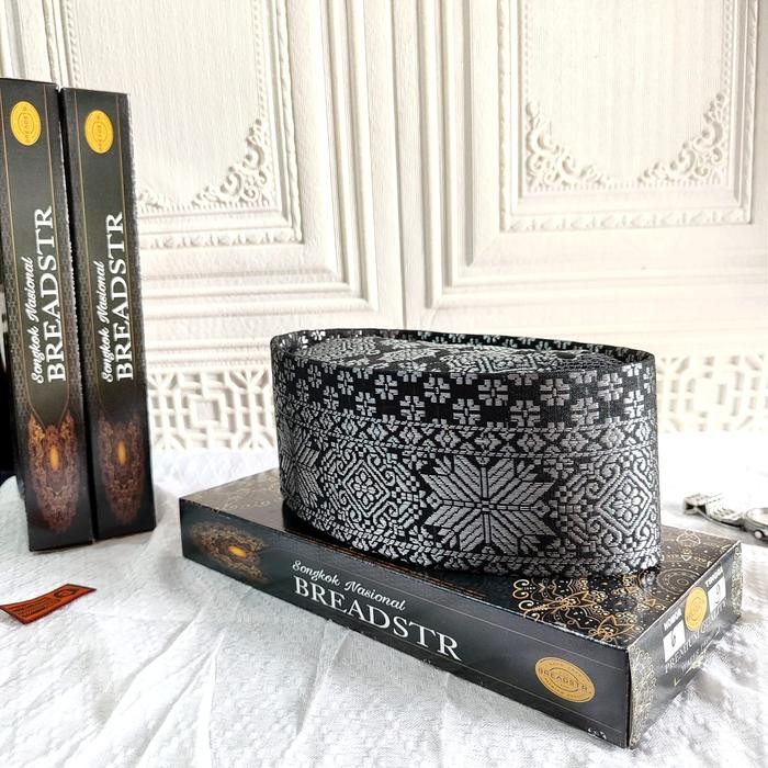 (Allthebest) Peci Songkok Kopiah songket Hitam Premium Asli Tenun Merk BREADSTR