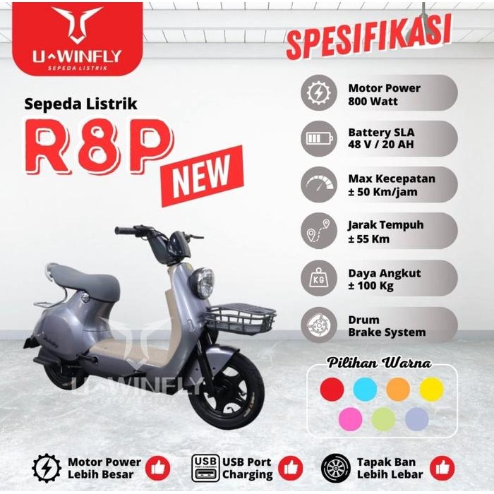 Sepeda Listrik Uwinfly R8P R8 P Rf 8 Redfish Moped Electric Rf8 Rf8P