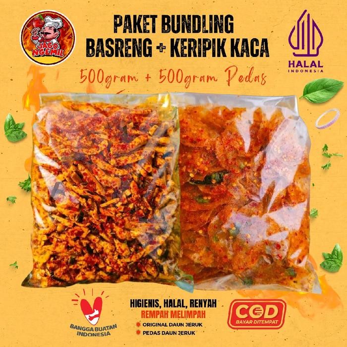 

PAKET BUNDLING PROMO 500gram Basreng Pedas & 500gram Keripik Kaca Pedas Jago Ngemil