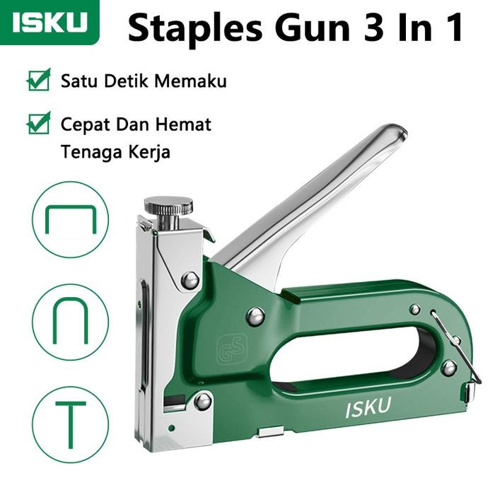 

ISKU staples tembak/stapler gun 3 in 1 tacker bisa 3 jenis staples